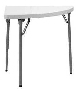 Zoro Select Quarter Round Folding Table, 30" W, 30" L, 29" H, Blow Molded Polyethylene Top, White