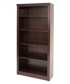Regency 5-Shelf Bookcase, Wood Veneer 72"x36" Mahogany