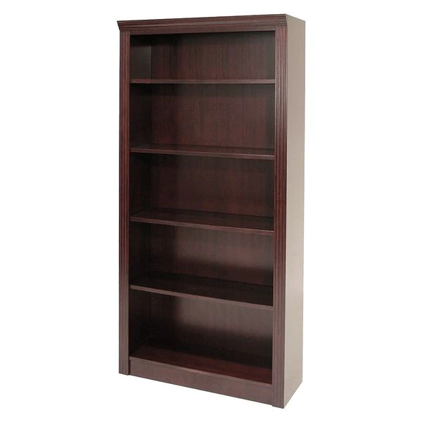 Regency 5-Shelf Bookcase, Wood Veneer 72"x36" Mahogany