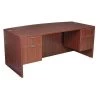 Regency Pedestal Desk, 35" D, 71" W, 29" H, Mahogany, Laminate