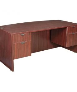 Regency Pedestal Desk, 35" D, 71" W, 29" H, Mahogany, Laminate