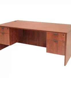 Regency Pedestal Desk, 35" D, 71" W, 29" H, Cherry, Laminate