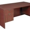 Regency Pedestal Desk, 35" D, 71" W, 29" H, Mahogany, Laminate