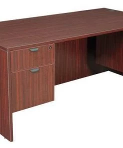 Regency Pedestal Desk, 35" D, 71" W, 29" H, Mahogany, Laminate