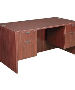 Regency Pedestal Desk, 30" D, 60" W, 29" H, Mahogany, Laminate