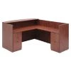 Regency Reception Desk, 82" D, 71" W, 42" H, Cherry, Melamine Laminate