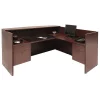 Regency Reception Desk, 82" D, 71" W, 42" H, Mahogany, Melamine Laminate
