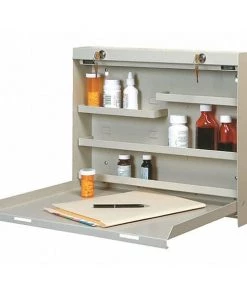 Datum Storage Fold-Up Desk, 3-3/8" D, 20" W, 16-3/8" H, Ivory, Heavy Duty Steel, Front: Laminate, Side: Wood