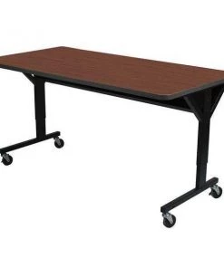 Balt Brawny Training and Conference Tables, 30" D, 60" W, 25-1/2" to 33-1/2" H, Medium Oak