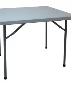 Zoro Select Square Folding Table, 36" W, 36" L, 29" H, Blow Molded Polyethylene Top, Gray