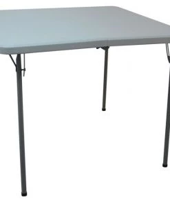 Zoro Select Square Folding Table, 36" W, 36" L, 28" H, Blow Molded Polyethylene Top, Gray