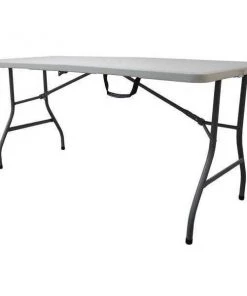 Zoro Select Rectangle Folding Table, 30" W, 61" L, 29" H, Blow Molded Polyethylene Top, White