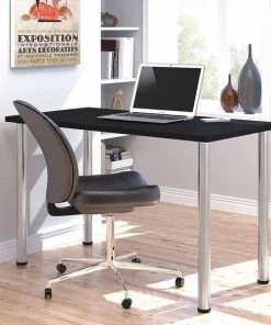 Bestar Table Rectangle Table Desk, 24" X 47.6" X 29", Laminate Top, Black