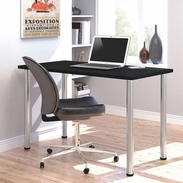 Bestar Table Rectangle Table Desk, 24" X 47.6" X 29", Laminate Top, Black