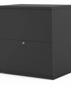 Bestar Table 28.40" W Lateral File, Black, Black