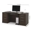 Embassy Executive Desk, 29.7" D, 71.1" W, 30.4" H, Dark Chocolate, Melamine