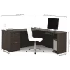 Embassy L Shaped Desk, 76.2" D, 71.1" W, 30.4" H, Dark Chocolate, Melamine