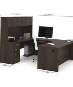 Embassy U Shaped Desk, 91-1/2" D, 71.1" W, 66.8" H, Dark Chocolate, Melamine