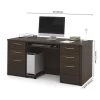 Embassy Executive Desk, 29.8" D, 66" W, 30.4" H, Dark Chocolate, Melamine