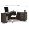 Embassy L Shaped Desk, 76.4" D, 66" W, 30.4" H, Dark Chocolate, Melamine