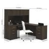 Embassy L Shaped Desk, 70" D, 71.1" W, 66.8" H, Dark Chocolate, Melamine
