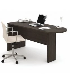 Rectangle Embassy Peninsula Desk, 27" X 66" X 30.4", Laminate Top, Dark Chocolate