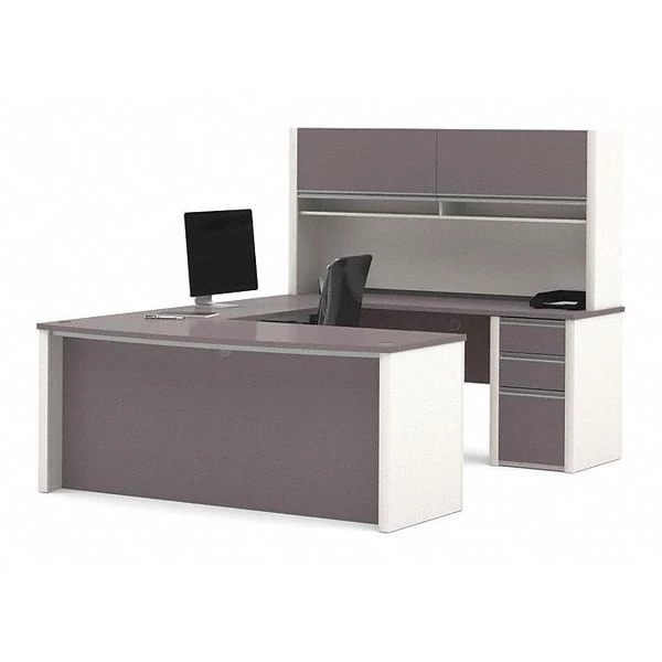 Connexion U Shaped Desk, 92.6" D, 71.1" W, 65.9" H, Slate/Sandstone, Melamine