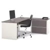 Bestar L Shaped Desk, 82.9" D, 71.1" W, 30.4" H, Slate/Sandstone, Melamine
