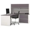 Bestar L Shaped Desk, 82.9" D, 71.1" W, 65.9" H, Slate/Sandstone, Melamine
