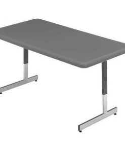 Iceberg Rectangle IndestrucTable® Classic Adjustable Height Utility Table, Charcoal - 24" x 48", 48" X