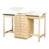 Diversified Woodcrafts Rectangle Drafting Table, 2 Station, 8 Drawer, 70" X 39-3/4", Almond