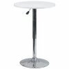 Flash Furniture Round Round Adjustable Wood Table, 23.75" X 23.75" X 35.75", Wood Top, White