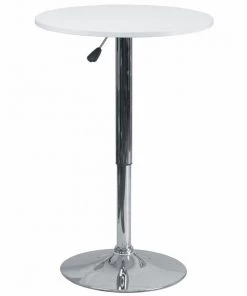 Flash Furniture Round Round Adjustable Wood Table, 23.75" X 23.75" X 35.75", Wood Top, White