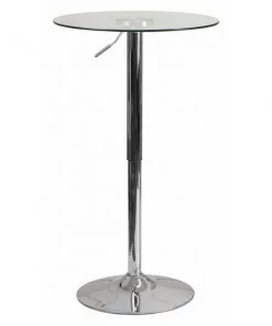 Flash Furniture Round 23.5" X 23.5" X 41", Glass Top, Clear
