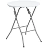 Flash Furniture Round Wh 24Rnd Plastic Fold Table, 24" W, 24" L, 29.375" H, Granite White