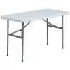 Flash Furniture Rectangle Wh 24X48 Plastic Fold Table, 24" W, 48.25" L, 29" H, Plastic Top, White