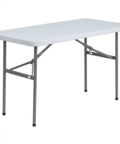 Flash Furniture Rectangle Wh 24X48 Plastic Fold Table, 24" W, 48.25" L, 29" H, Plastic Top, White
