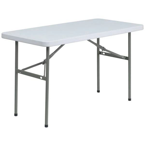 Flash Furniture Rectangle Wh 24X48 Plastic Fold Table, 24" W, 48.25" L, 29" H, Plastic Top, White