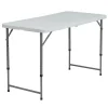 Flash Furniture Rectangle Wh 24X48 Plastic Fold Table, 23.75" W, 47.75" L, 29.25" H, Plastic Top, White