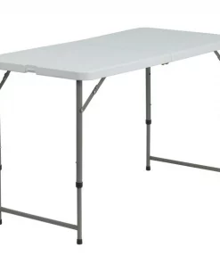 Flash Furniture Rectangle Wh 24X48 Plastic Fold Table, 23.75" W, 47.75" L, 29.25" H, Plastic Top, White