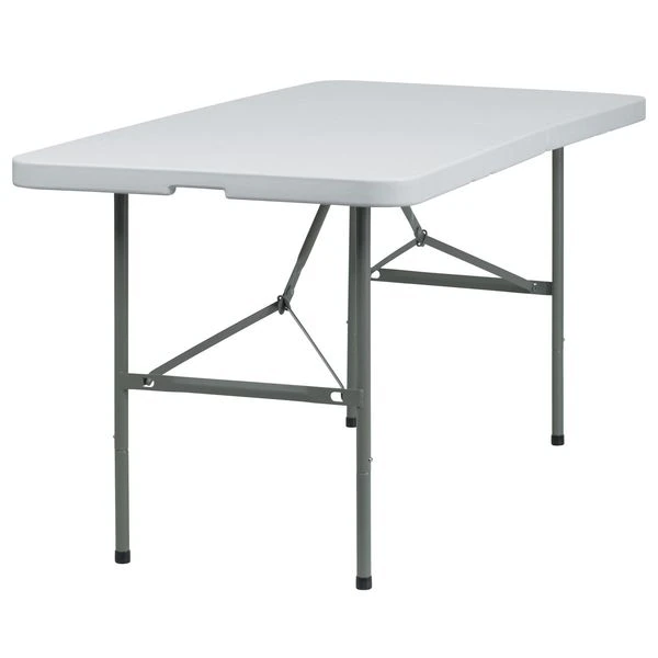 Flash Furniture Rectangle Wh 30X60 Plastic Bi-Fold Table, 30" W, 60" L, 29" H, Plastic Top, White