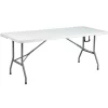 Flash Furniture Rectangle Wh 30X72 Plastic Bi-Fold Table, 30" W, 72" L, 29" H, Plastic Top, White
