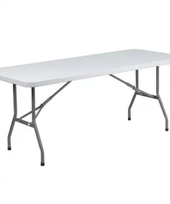 Flash Furniture Rectangle Wh 30X72 Plastic Fold Table, 30" W, 72" L, 29" H, Plastic Top, White