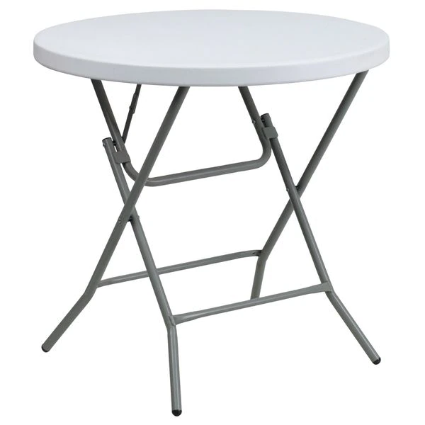 Flash Furniture Round Wh 32Rnd Plastic Fold Table, 31.5" W, 31.5" L, 30" H, Plastic Top, White