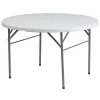 Flash Furniture Round Wh 48Rnd Plastic Bi-Fold Table, 47.75" W, 47.75" L, 29.5" H, Plastic Top, White