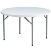 Flash Furniture Round Wh 48Rnd Plastic Fold Table, 48" W, 48" L, 29.25" H, Plastic Top, White