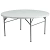 Flash Furniture Round Wh 60Rnd Plastic Bi-Fold Table, 60.5" W, 60.5" L, 29.5" H, Plastic Top, White