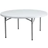 Flash Furniture Round Wh 60Rnd Plastic Fold Table, 59.75" W, 59.75" L, 28.75" H, Plastic Top, White