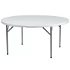 Flash Furniture Round Wh 60Rnd Plastic Fold Table, 60" W, 60" L, 29" H, Plastic Top, White