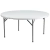 Flash Furniture Round Wh 60Rnd Plastic Fold Table, 60.75" W, 60.75" L, 29.25" H, Plastic Top, White